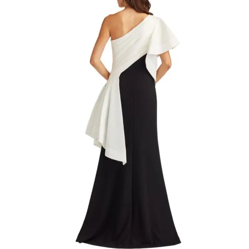 Tadashi Shoji Santa Fe Draped Flounce Gown, SIZE SMALL - Picture 2 of 10